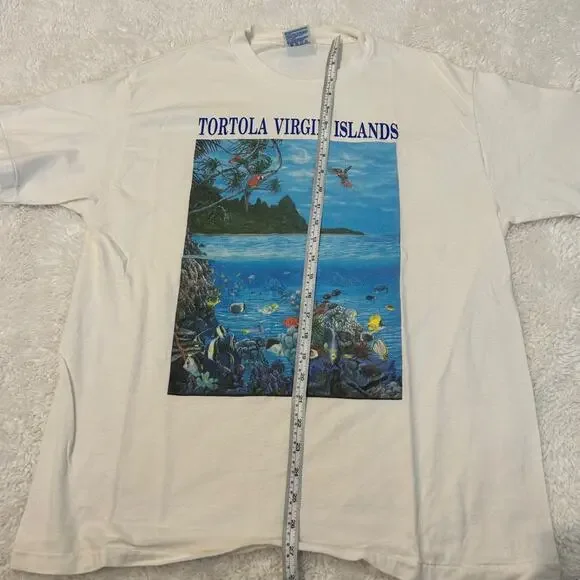 VTG Tortola Virgin Islands Unisex Graphic T-Shirt Sz L Cotton Made in USA Casual - Picture 4 of 5